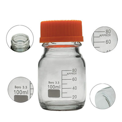 अनुकूलन योग्य 100ml ग्लास प्रयोगशाला बोतलें मीडिया भंडारण अभिकर्मक बोतल