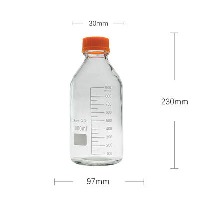 ओईएम प्रयोगशाला 1000ml गोल तल पीला पेंच ग्लास मीडिया भंडारण अभिकर्मक बोतल